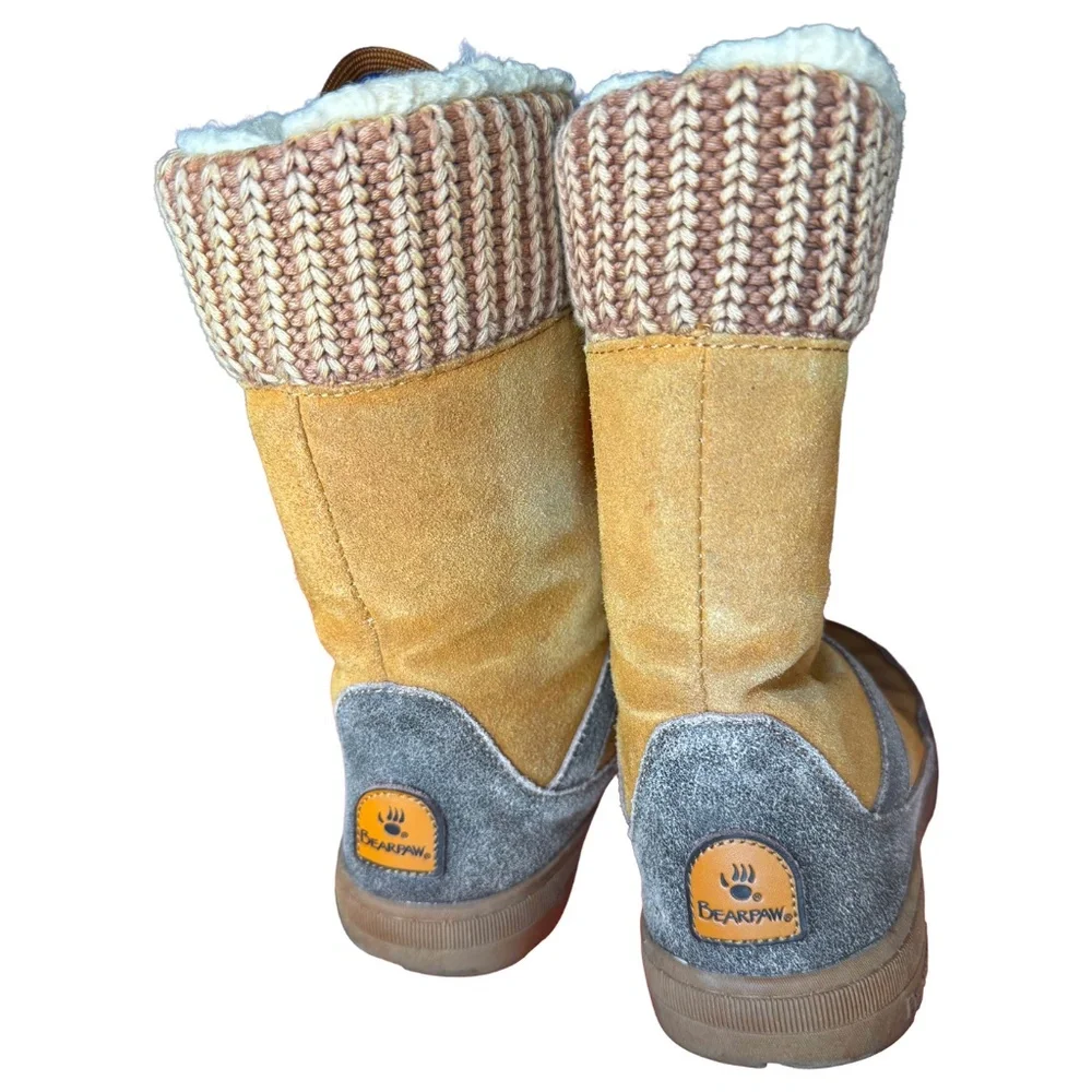 Bear Paw‎ Women's Size 7 Suede Leather Shearling Lamb Fur Winter Boots Mukluks